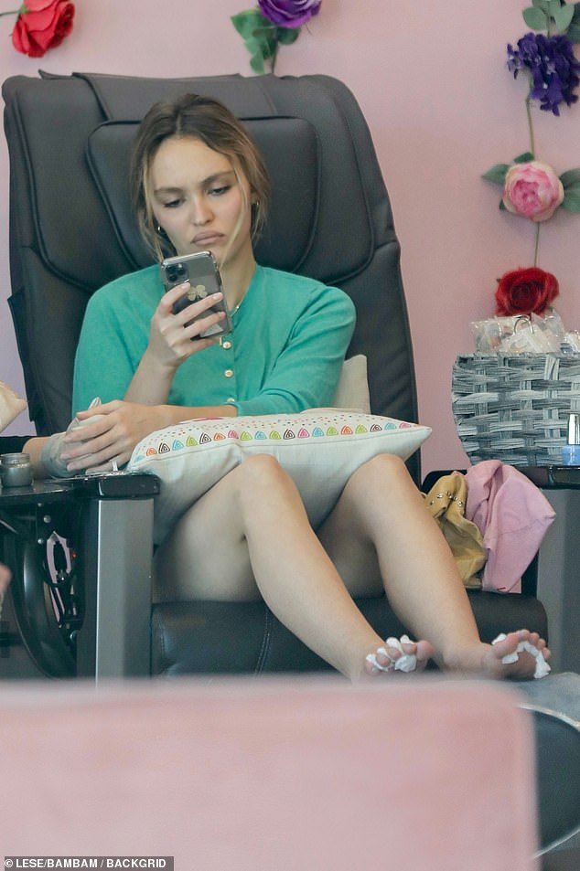 Pampering: The 24-year-old actress went to Sugar Nail on Melrose Avenue for a pedicure and manicure