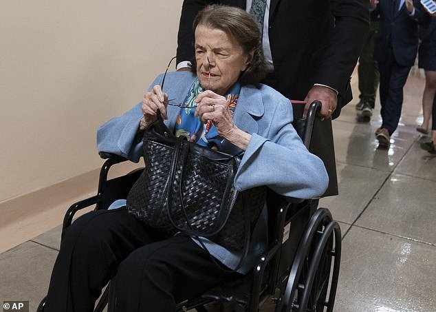 The day before Feinstein's death, she entered without the wheelchair she used in the final months of her 30-year Senate career to vote to delay a government shutdown