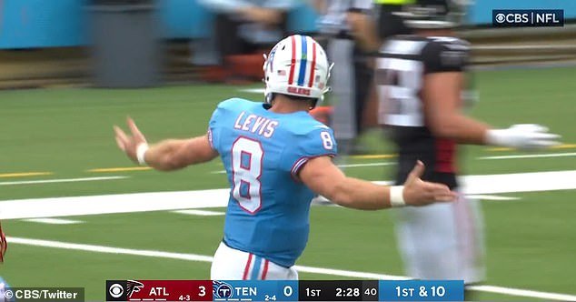 Levis celebrated the score by running to the end zone with his arms outstretched