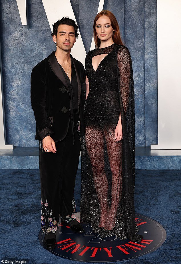 Settled for now: Sophie Turner, 27, and Joe Jonas, 34, issued a joint statement on Tuesday after DailyMail.com obtained documents revealing they had 'calmly' agreed to a temporary custody arrangement;  seen in March 2023 in Beverly Hills