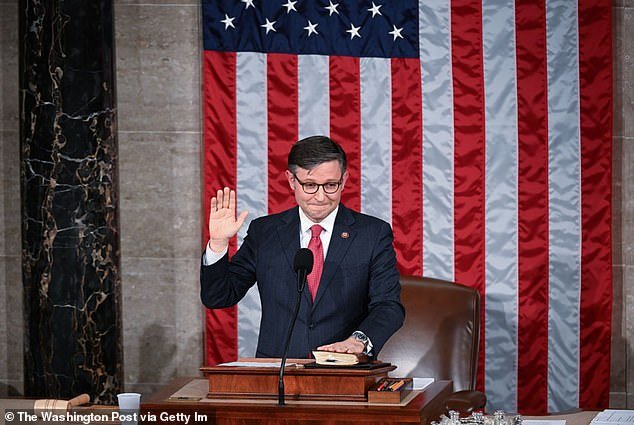 Mike Johnson (R-LA) is sworn in as Speaker of the House of Representatives