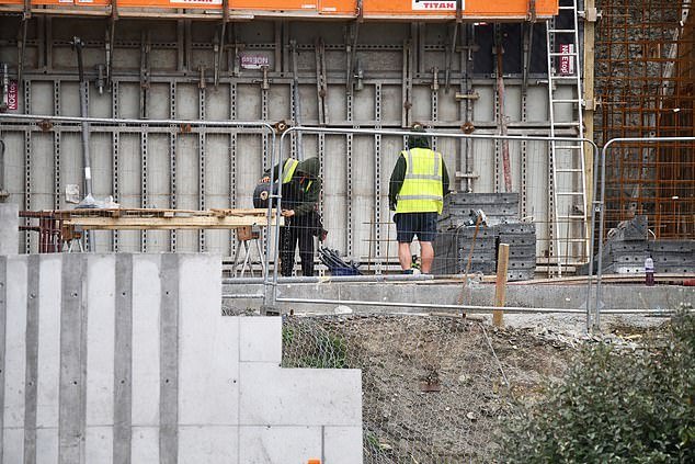 Builders were seen carrying out their renovation work on the site in the Cornish town