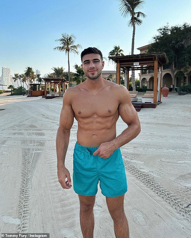 Holiday: Tommy Fury, 24, gained three stone in three weeks after battling social media star Jake Paul in February this year