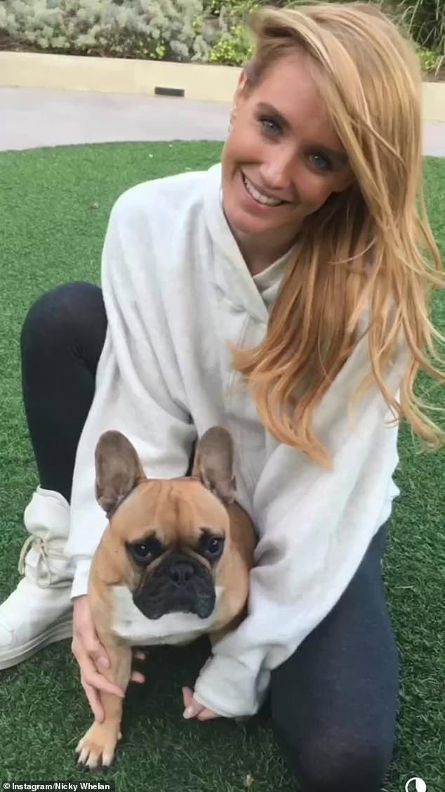 Nicky Whelan has revealed her tragic loss to fans.  Pictured with her deceased dog Yoda