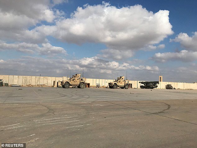 Military vehicles of US soldiers are seen at al-Asad air base in Anbar province, Iraq, January 13, 2020