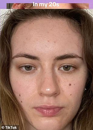 Anastasia Goron is a facial yoga guru who has revealed her six beauty hacks that she says make her look younger.  Pictured is the content creator in her 20s