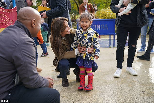 The royal showed off her natural ease with children during the walk, which aims to give dads a greater sense of community