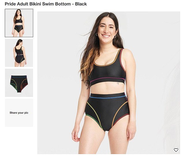One of the most controversial items was these adult swim trunks, in the women's section, with 'please-friendly' tags in stores.  It is still sold online