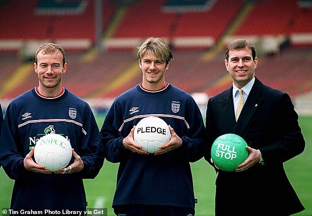 David with Alan Shearer and Prince Andrew at Wembley to announce the NSPCC's 'full stop' campaign