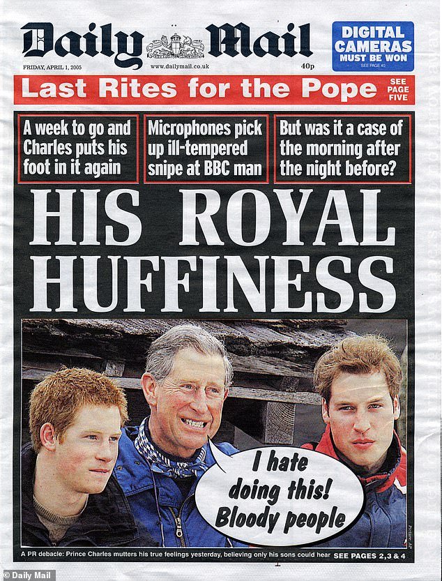 The front page of the Daily Mail after Prince Charles was caught on microphone talking about Nicholas Witchell