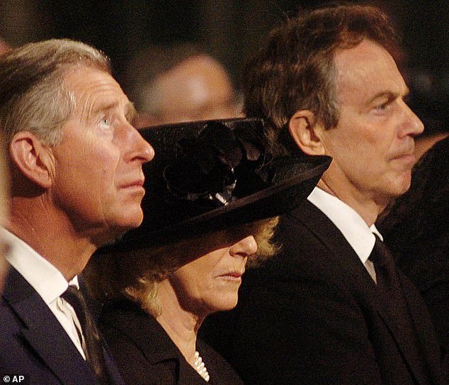 Prince Charles, Camilla Parker Bowles and former Prime Minister Tony Blair pictured at a service at Westminster Cathedral in memory of the late Pope John Paul II