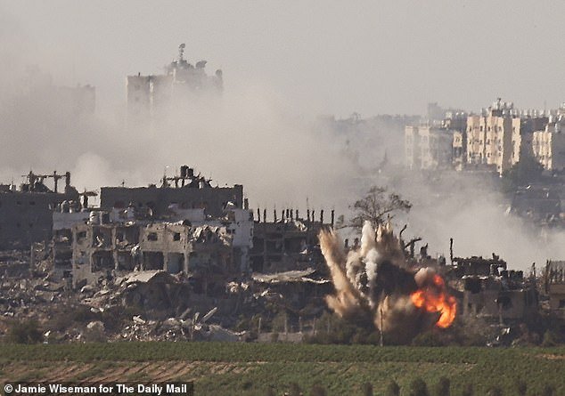 Mail on Sunday journalists witnessed grenade or rocket explosions in the northern part of Beit Hanoun, with the city's mosque minaret the only recognizable structure