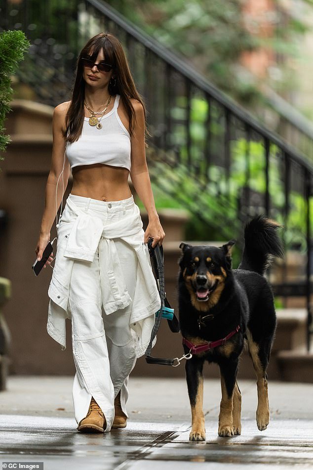 The label's range is already star-studded, with the likes of Emily Ratajkowski (pictured) wearing Henne designs.  Emily pictured in August 2023 wearing the white Nico Cargo Jean from Nadia's Henne line.