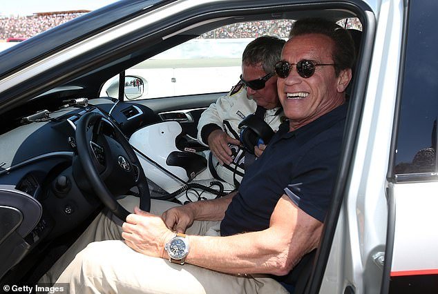 Incident: Arnold Schwarzenegger was involved in a car accident in West Los Angeles on Sunday morning;  he is seen in 2015