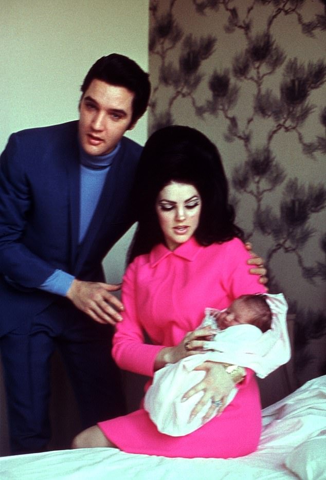 The King and Queen's Girl: Lisa Marie, born in February 1968, was the only child of Elvis and Priscilla Presley;  they are pictured in Memphis on the day of her birth in 1968