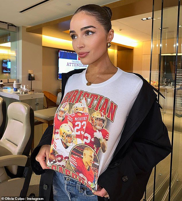 Culpo wore a shirt with her fiancé's face on it while watching a 49ers game last month