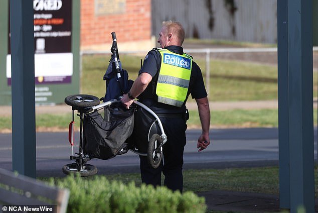 On Monday, a police officer was able to remove a stroller from the scene (photo)