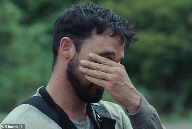 Vanquished: Gareth Gates, 39, broke down in tears as he successfully completed the Celebrity SAS: Who Dares Wins training on Sunday's show