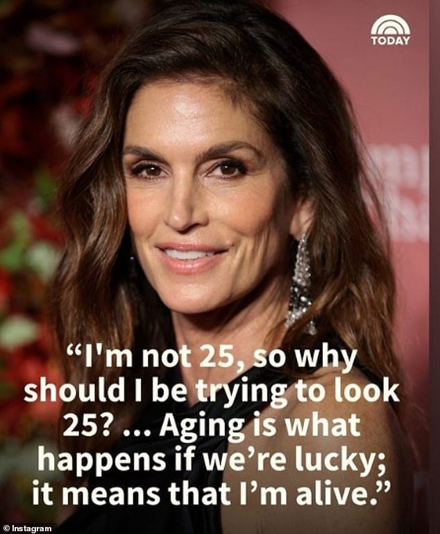 The TV host, 38, posted a photo to Instagram of supermodel Cindy Crawford, 57, alongside an inspirational quote from the stunner