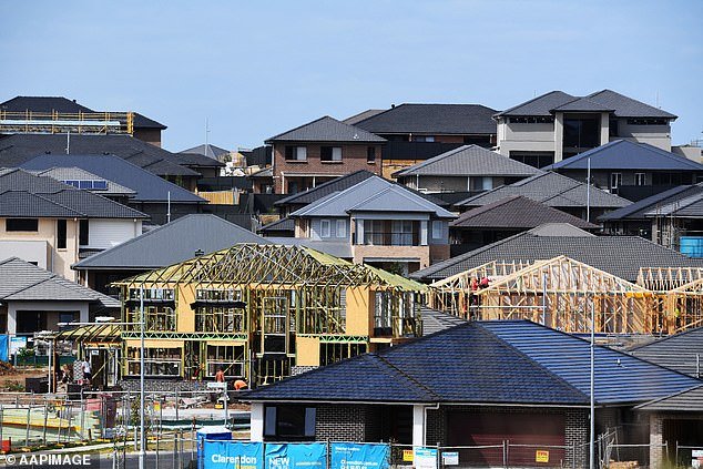 Builders are struggling with higher material costs, with CoreLogic's Cordell Construction Cost Index showing an 8.4 percent increase over the last financial year (pictured are homes under construction in Oran Park in Sydney's far south west)