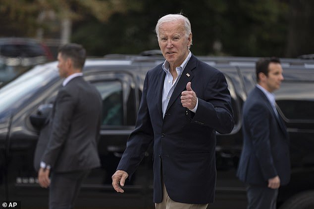 President Joe Biden spent the weekend at his home in Rehoboth Beach, Delaware.  He is seen here after attending mass on Saturday.  He will visit an Amtrak maintenance shop on Monday