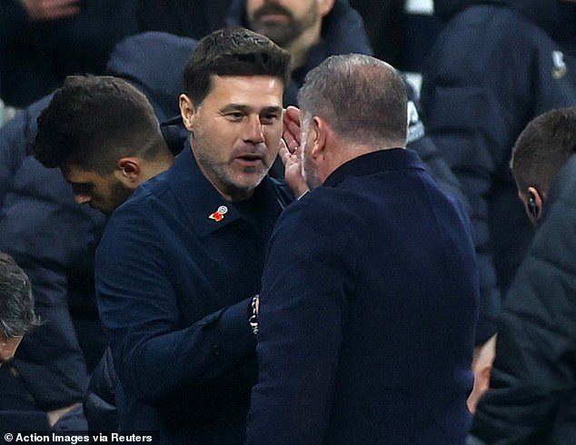 He was seen hugging new Spurs boss Ange Postecoglou ahead of the match