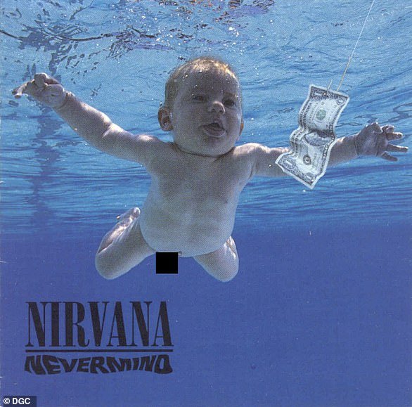 As for Nirvana's Nevermind, the album cover shows a baby swimming towards a US dollar bill on a fishing hook