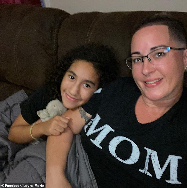 The lawsuit, filed by Felicia's mother Elaina LoAlbo (right), alleges that a classmate, identified as CH, once poured water on Felicia's chair as she got off her desk and shouted, 