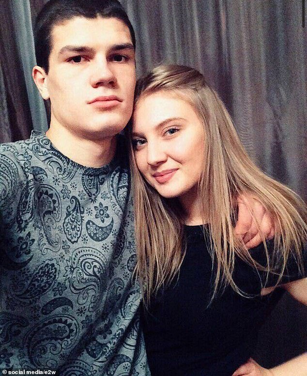 Vladislav Kanyus, 27, had served less than a year of his 17-year prison sentence for the murder of Vera Pekhteleva, 23, (pictured together) before being released and recruited into the Russian army