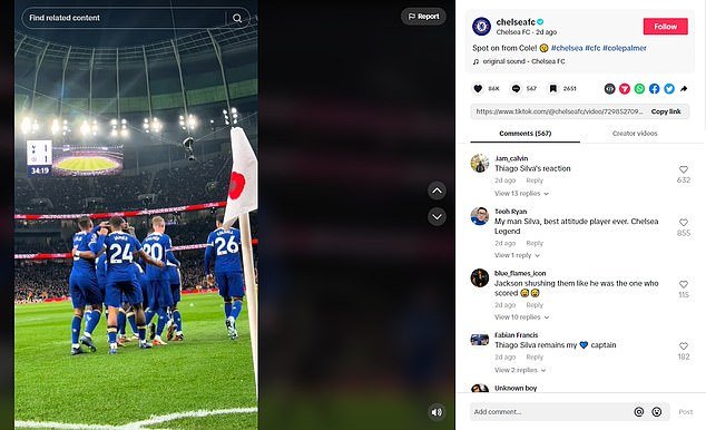 The footage originally appeared on Chelsea's own TikTok channel on Tuesday morning