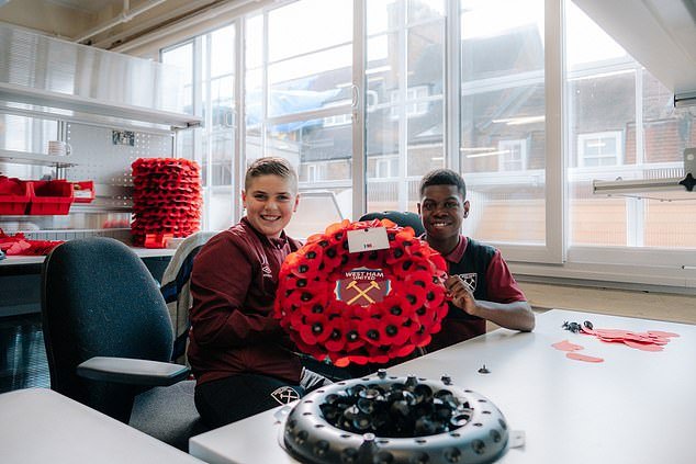 The three wreaths made at the factory will be laid on Remembrance Sunday ahead of West Ham's home match against Nottingham Forest