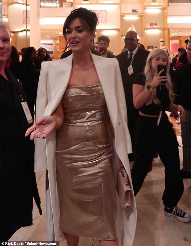 Star power: The music sensation carried a small pale pink bag as she walked through the Herald Square venue