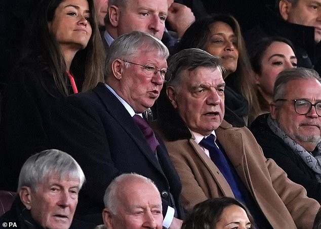 Sir Alex Ferguson made his first appearance at Old Trafford since Lady Cathy's death - with Sam Allardyce joining him for the match