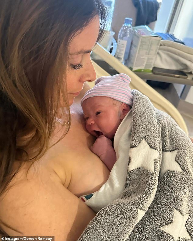 Cute: Gordon shared a heartwarming photo of Tana with their son in her arms