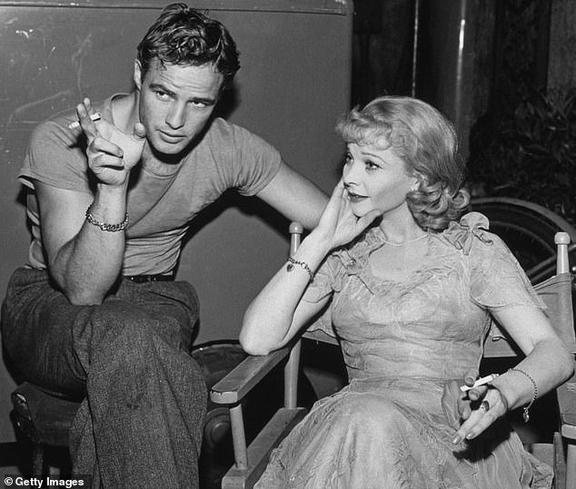 Smoldering: Marlon became a Hollywood heartthrob in the 1950s with films such as A Streetcar Named Desire, in which he appears on set with his co-star Vivien Leigh