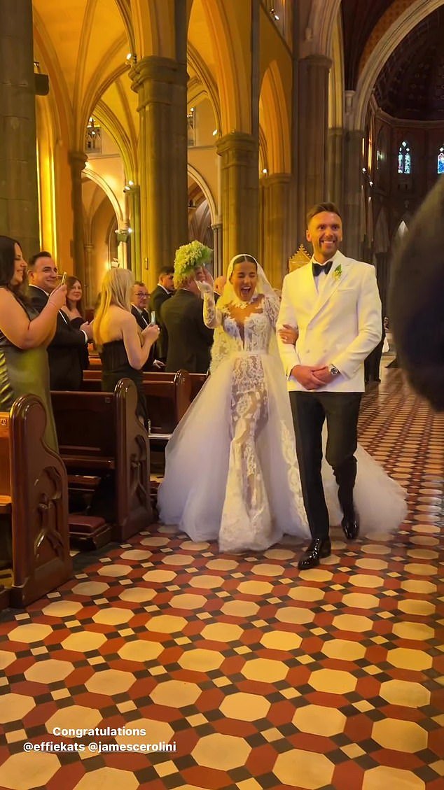 Effie walked down the aisle with her financial broker fiancé James Cerolini on Saturday in a lavish ceremony at St. Patrick's Cathedral