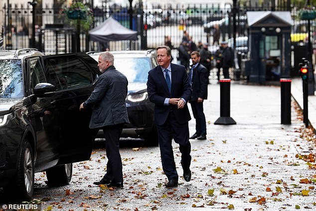 Westminster was in shock when former Prime Minister David Cameron (centre) stepped out of a Downing Street official car this morning to become Foreign Secretary under Sunak.