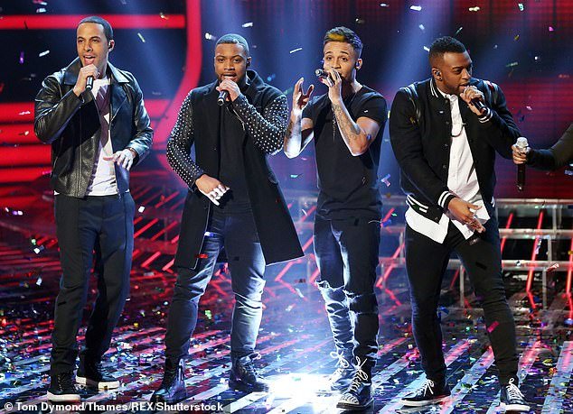 Musical prowess: Humes is best known as one-quarter of the boy band JLS (pictured in 2013).  The four scored several hits in Great Britain, including Beat Again and Everybody in Love