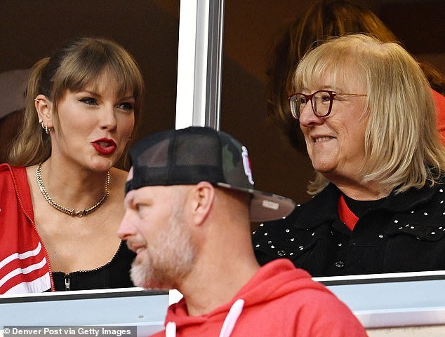 Swift was back in Kansas City to cheer on Kelce in his game against the Denver Broncos on Oct. 12, chatting with Donna