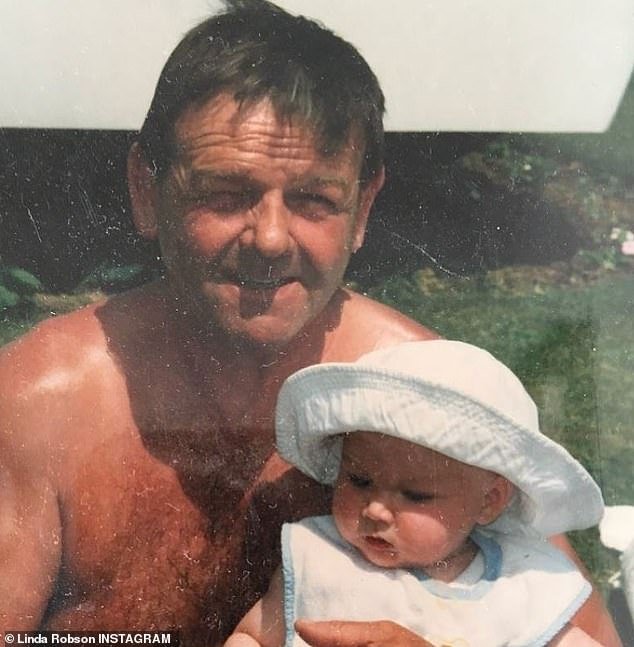 Tragic loss: Linda's marriage was also tested when she lost her father to lung cancer in 1997.  He was still a young man (57) and died a week after diagnosis (childhood photo)