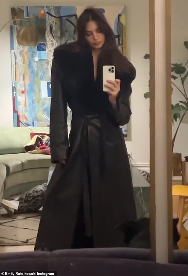 Outfit check: Before heading out for the busy night, she hopped to her Instagram Stories to upload a video selfie that she filmed in the reflection of a mirror