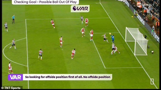 The third check determined whether Anthony Gordon was in an offside position