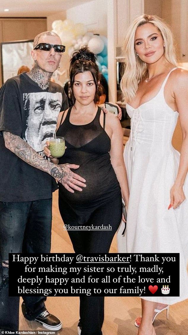 Birthday tribute: The beauty's latest post comes shortly before she took to her Instagram Stories to share a tribute to Travis Barker in celebration of his 48th birthday, also on Tuesday