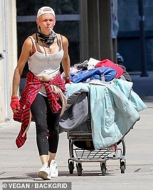 The troubled former star has been spotted a number of times in recent months foraging for food outside the home and dragging a shopping cart full of clothes behind her.