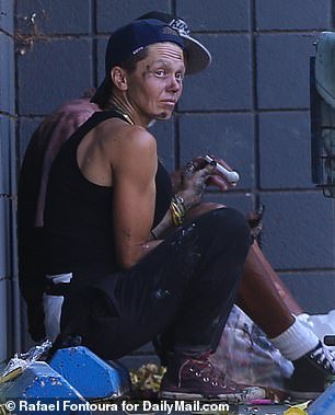 DailyMail.com spotted Loni Willison smoking from a crack pipe and covered in dirt on an afternoon in Los Angeles in May