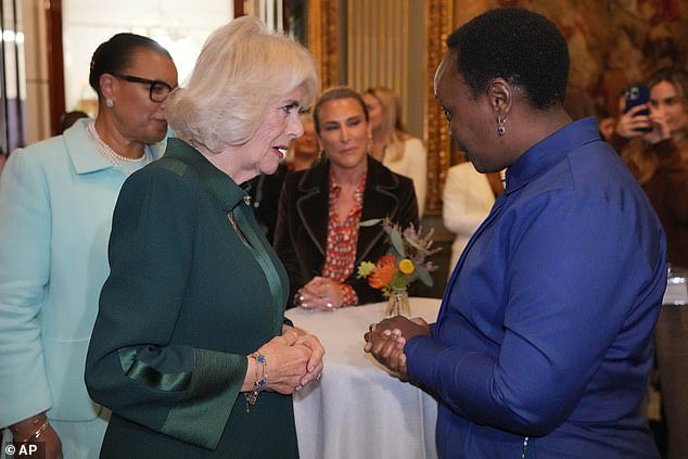 Camilla said it was 'so important' for her to attend the event at Marlborough House, London - which aimed to protect women and children from domestic violence