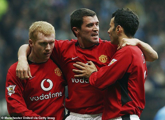 Paul Scholes (left) and Roy Keane (centre) won six Premier League crowns and three FA Cups between them