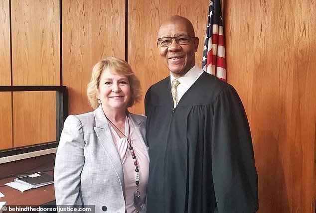 Colleton County Clerk Becky Hill, pictured with Judge Newman, is accused by Murdaugh's defense team of influencing the jury as they seek a new trial.