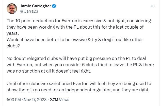 1700242545 619 Jamie Carragher brands Evertons 10 point deduction excessive claiming Toffees will