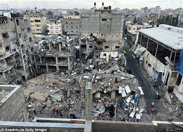Israel has since launched a devastating attack in Gaza, killing more than 11,000 people – including more than 4,500 children (photo: destruction in Gaza earlier this week)